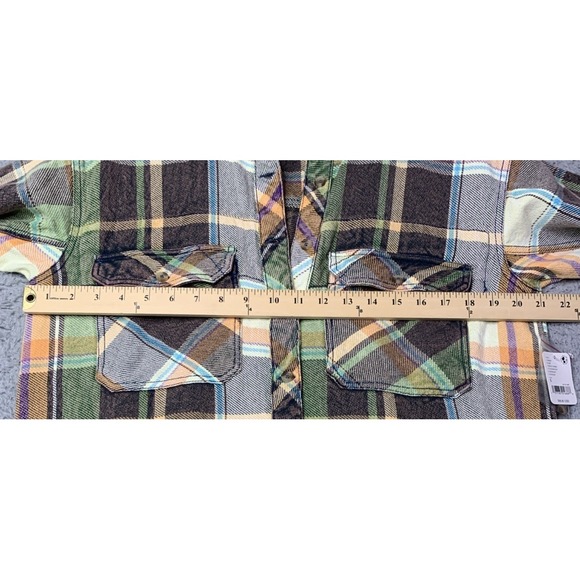 New We The Free Free People Top Womens Size Small Raw Hem on Sleeves Plaid Top - Picture 3 of 10